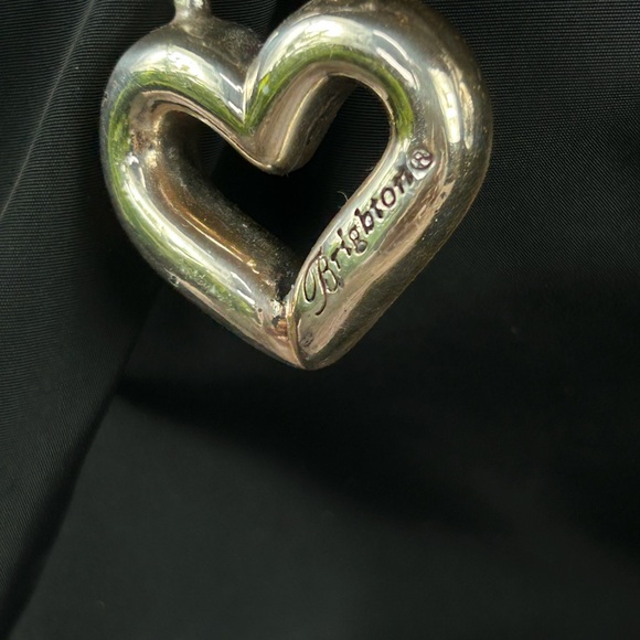 Brighton Vintage Shelly Black Croc-Embossed Leather Shoulder Bag Heart Charm - Picture 4 of 9